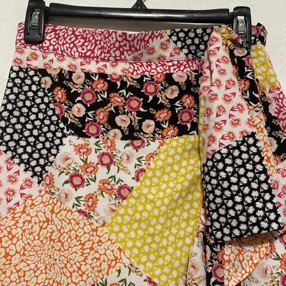 Rare Editions Y2K Patchwork Flare Ruffle Skirt Floral Size 16 - Picture 2 of 7
